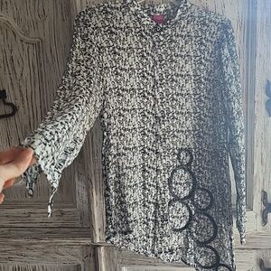 SAVE THE QUEEN Black & White Asymmetrical Top - SIZE S - Made In ITALY